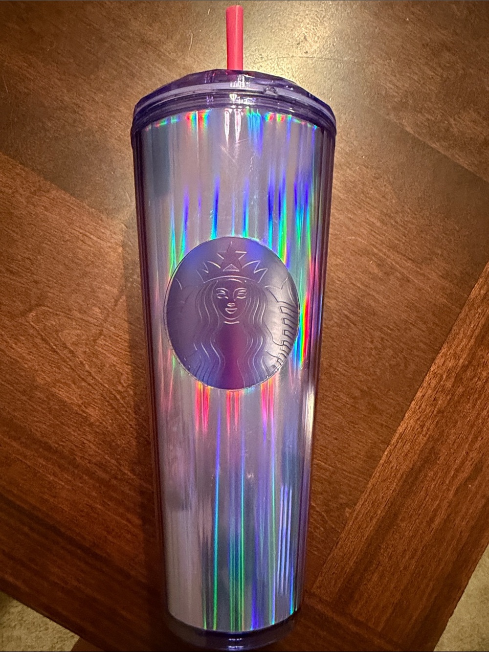 Starbucks Iridescent Purple Tall Reusable Cup with Pink Straw